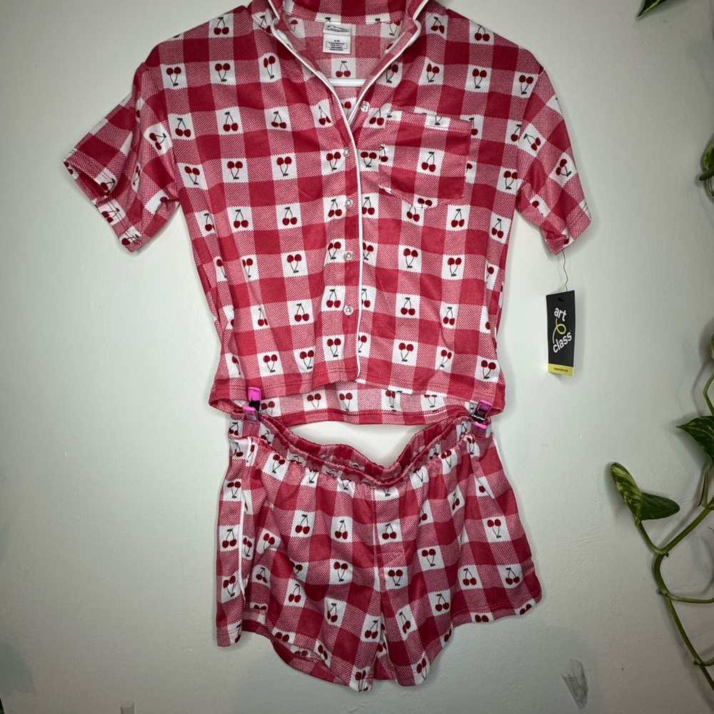 Art Class Red and White Checkered Kids Pajama Set